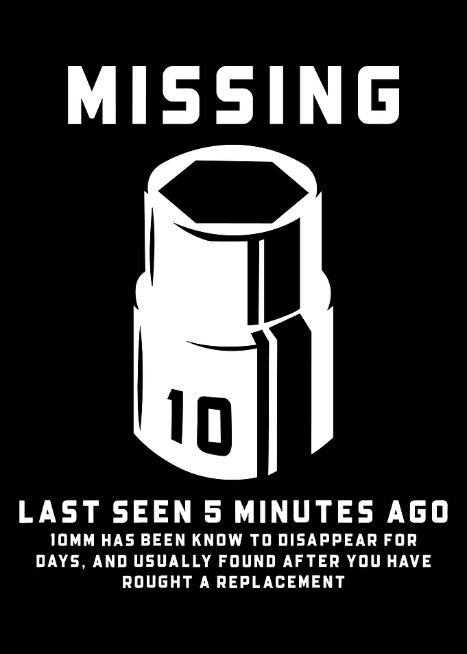 Missing 10mm Socket Poster, Funny Mechanic Tool Humor Print, Garage Wall Art Decor
