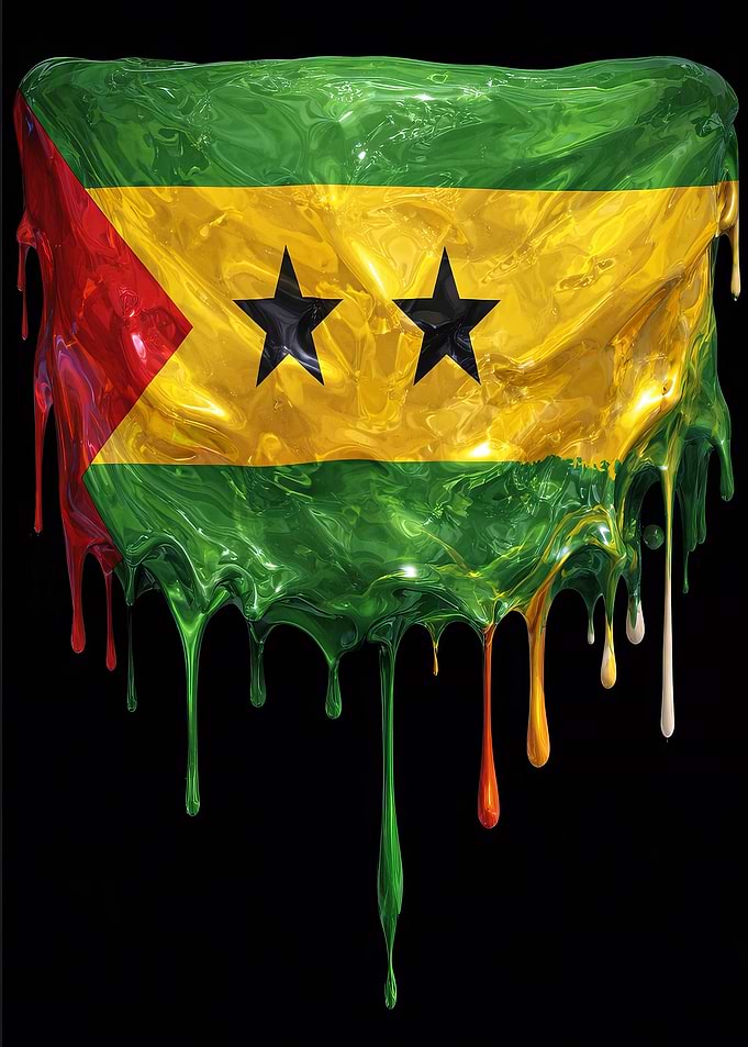 Dripping Flag of Sao Tome and Principe