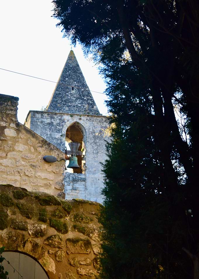 Ancient Bell Tower with Cypress Tree