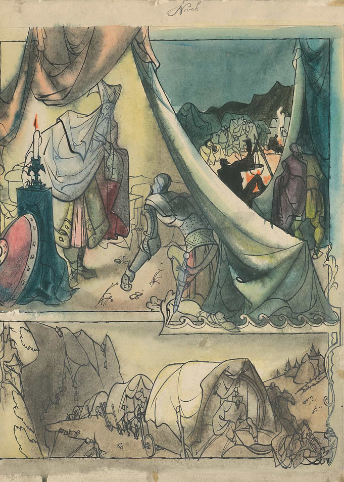 Medieval Tent Scene with Soldiers