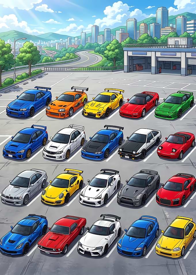 Anime Car Collection Parking Lot
