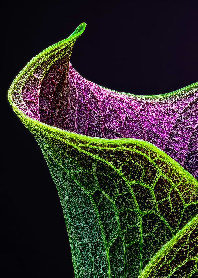 Electric Bioluminescent Leaf Macro