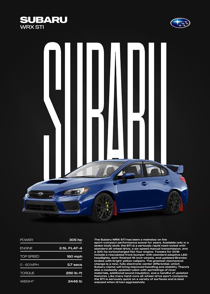Subaru WRX STI Car Poster