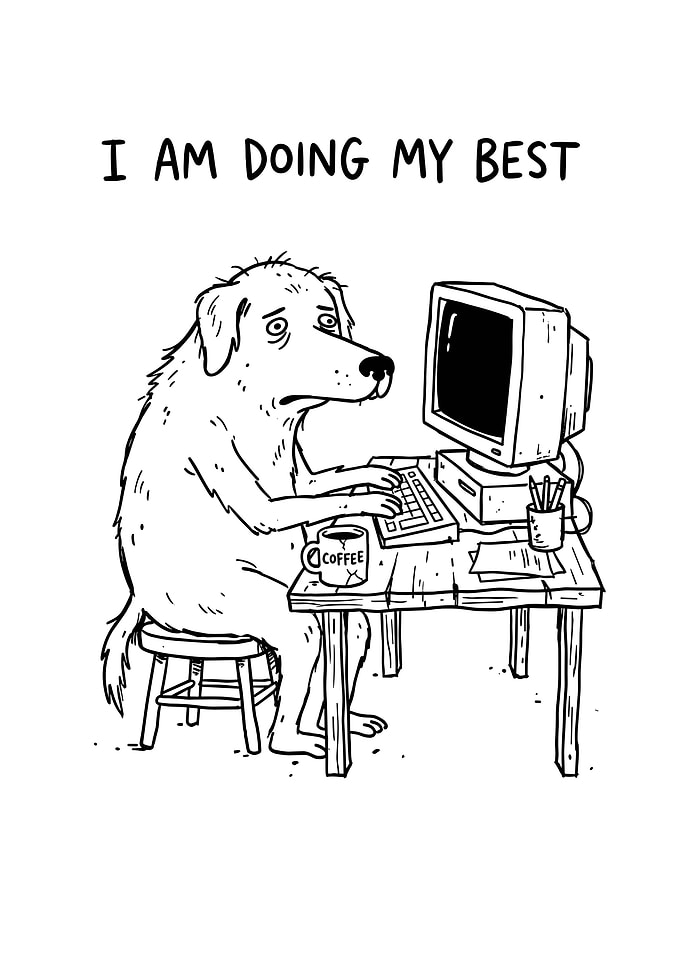 Dog Working Hard at Computer