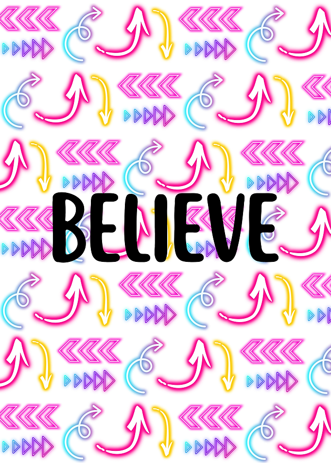 Believe Neon Arrow Pattern