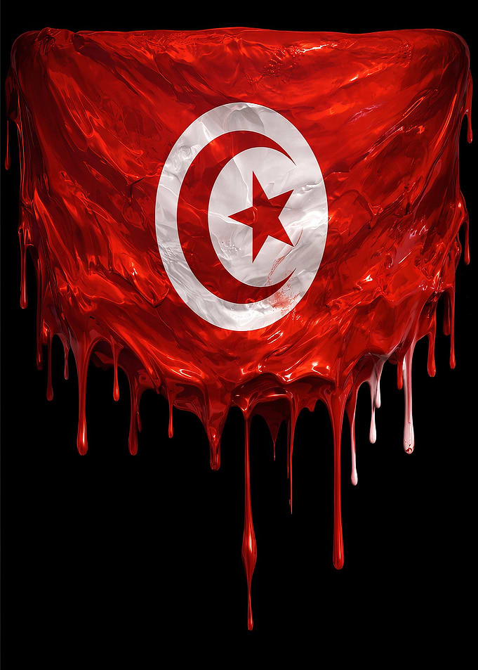 Tunisia Flag Dripping