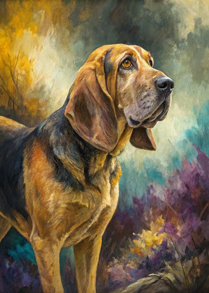 Bloodhound Portrait in Autumn