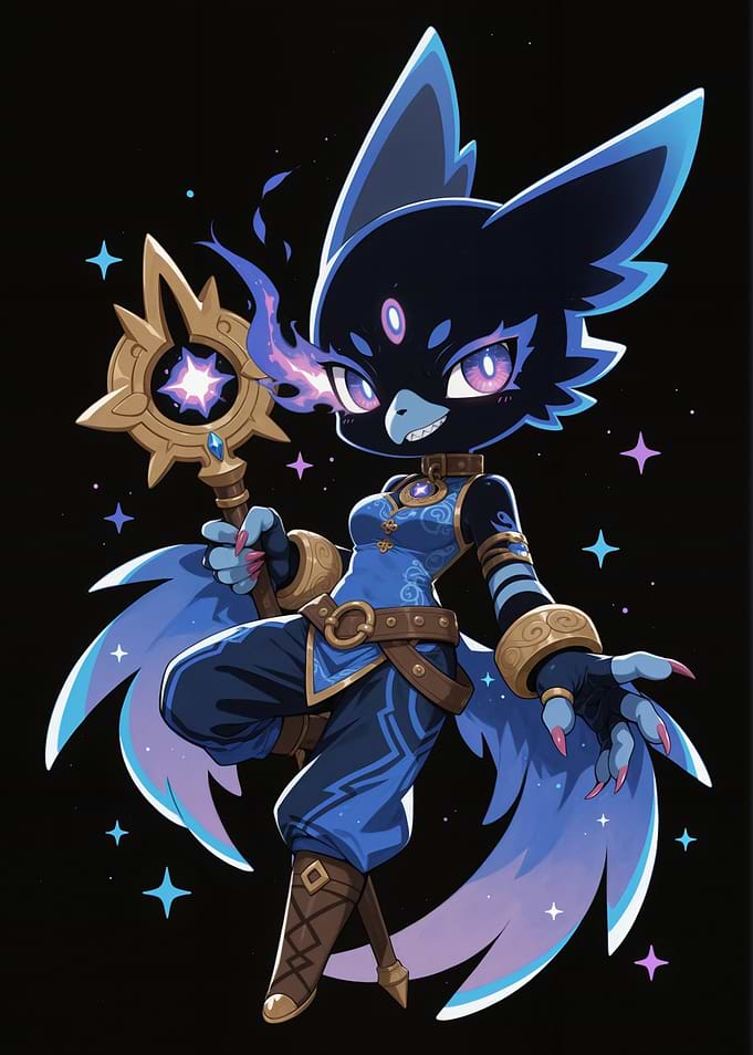 Dark Bird Mage with Staff