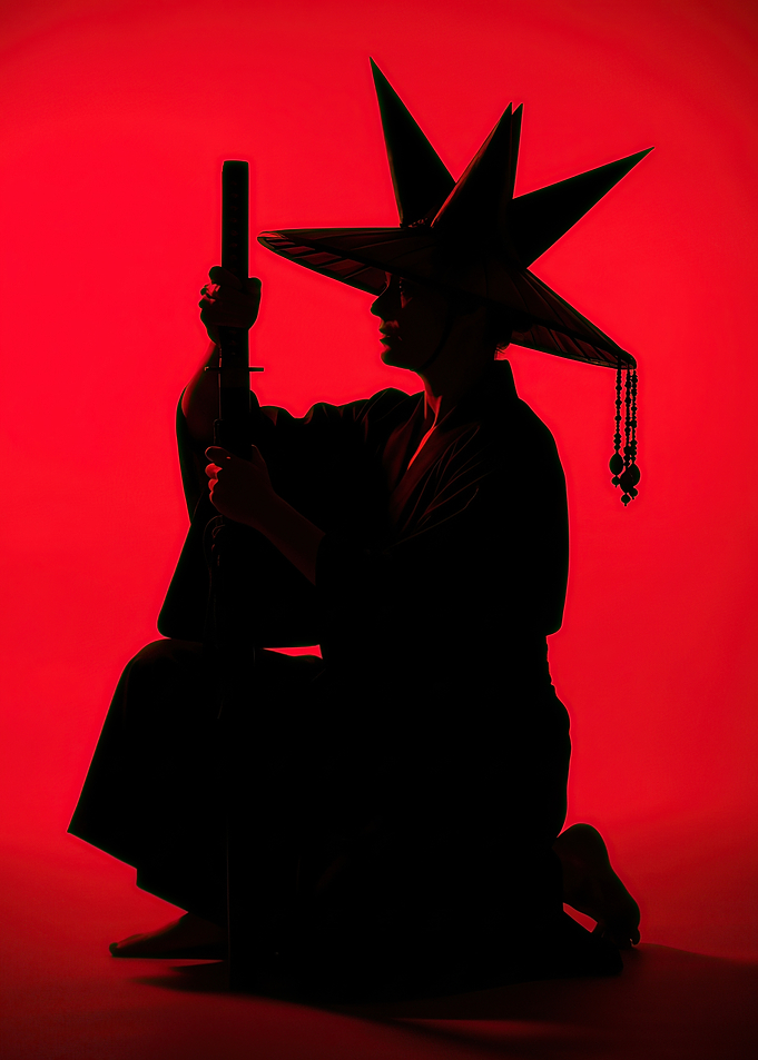Silhouette of a warrior with a sword