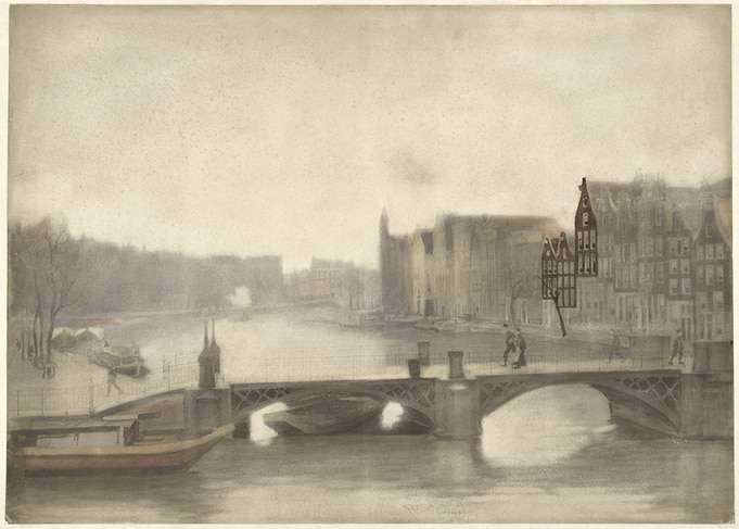 Amsterdam Canal Bridge Scene