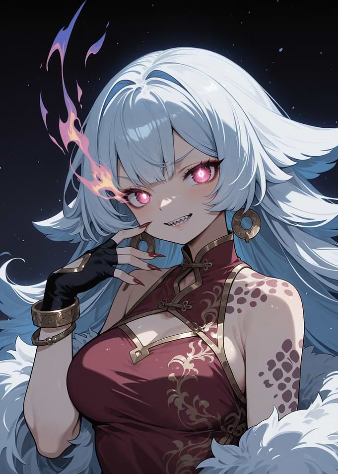 Anime Girl with Fiery Eyes