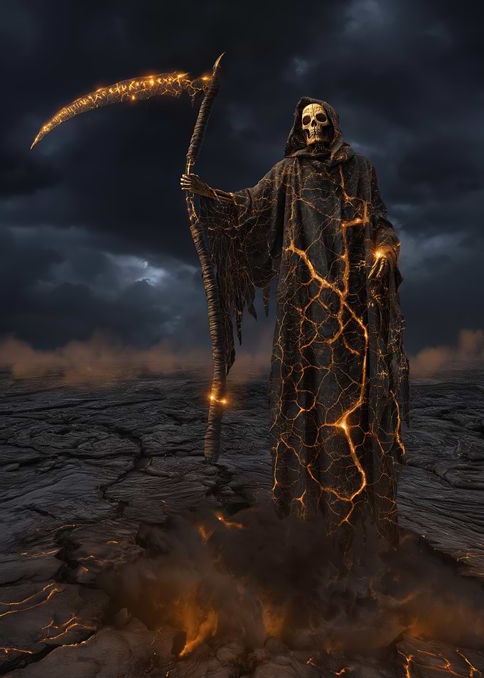 Grim Reaper with Fiery Scythe
