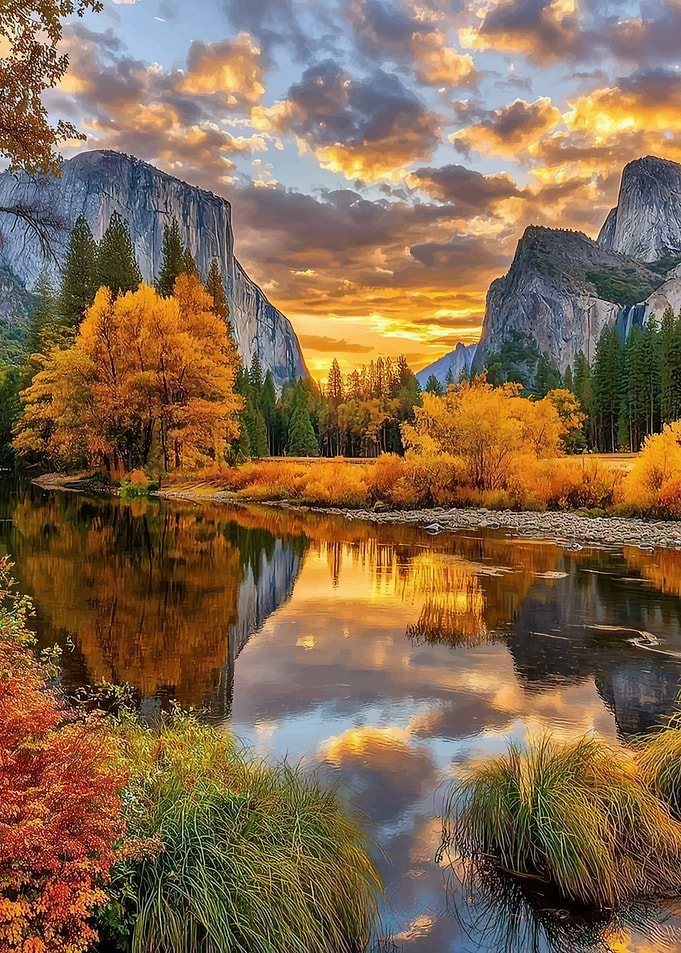 Yosemite Valley at Sunset in Autumn