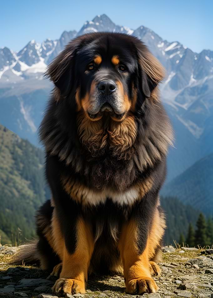 Tibetan Mastiff in Mountains