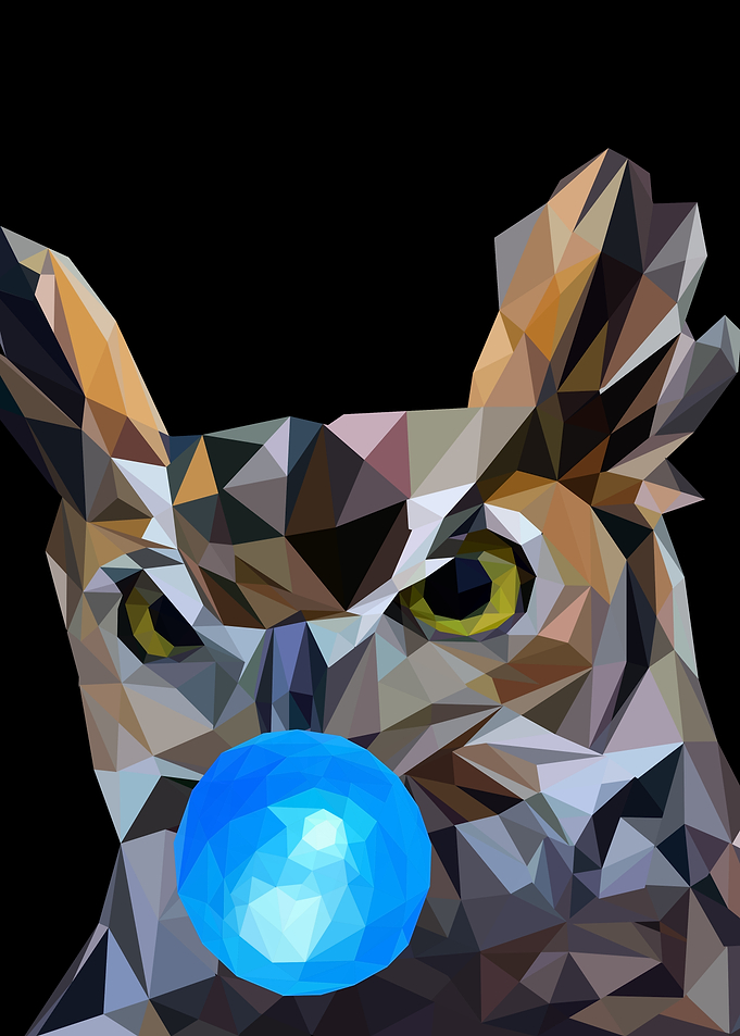Low Poly Owl with Blue Bubble