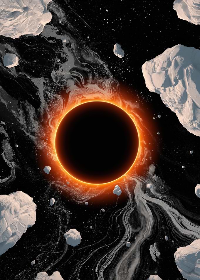 Black Hole with Accretion Disk and Asteroids