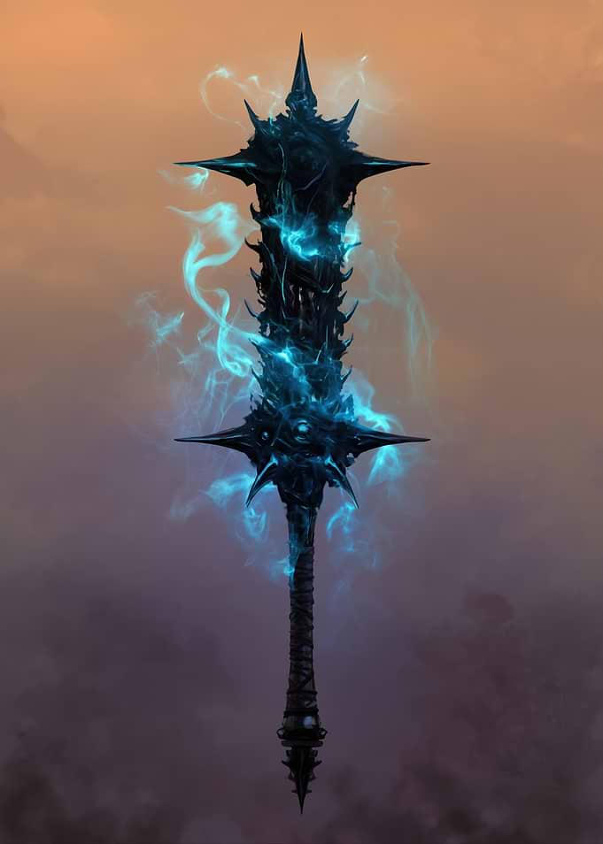 Dark Fantasy Mace with Blue Energy