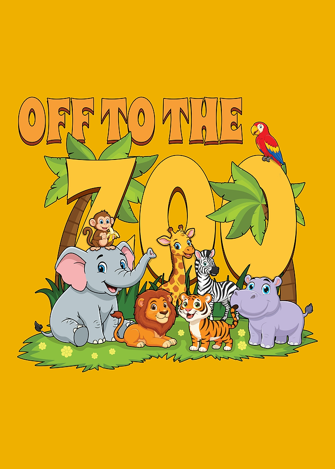 Cute Zoo Animals with 'Off to the Zoo' Text