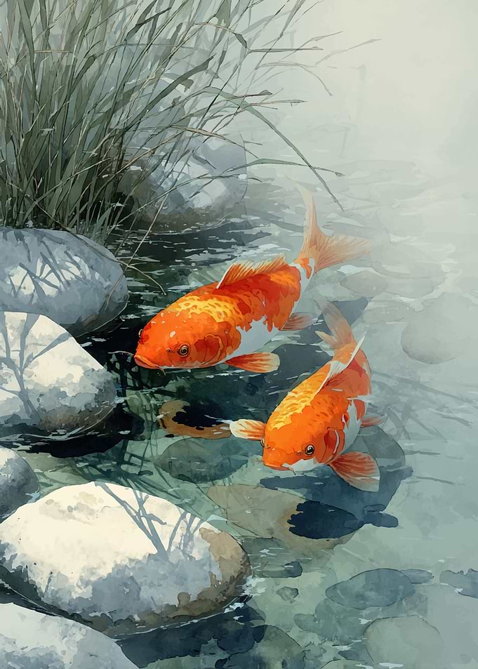 Koi fish swimming in clear water