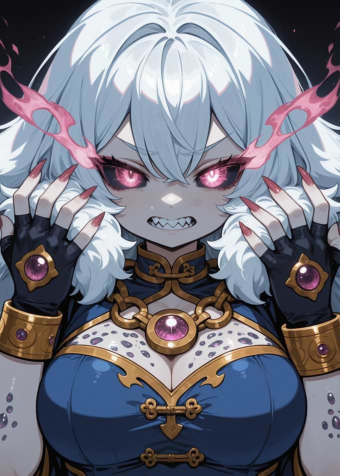 Angry Anime Character with Pink Eyes