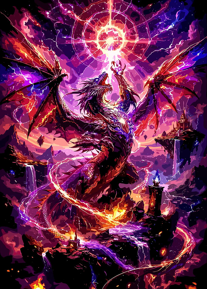 Dragon Unleashing Cosmic Energy