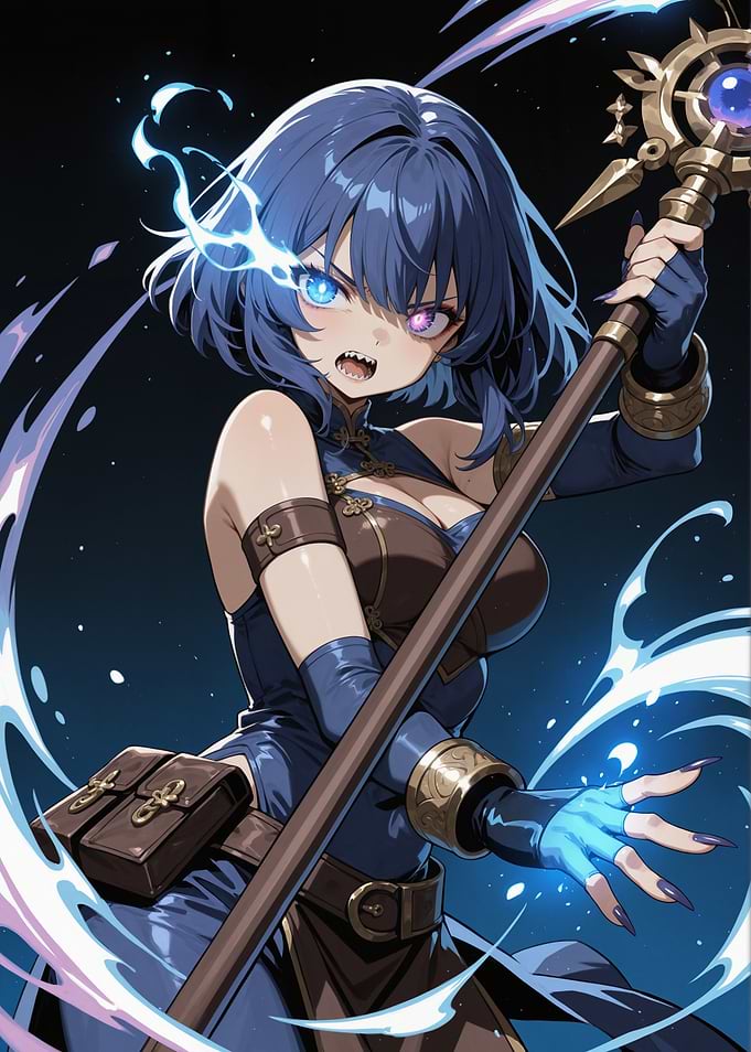 Anime Sorceress with Magical Staff