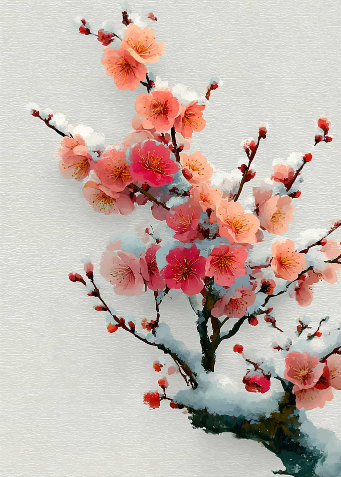 Snow-Covered Cherry Blossoms