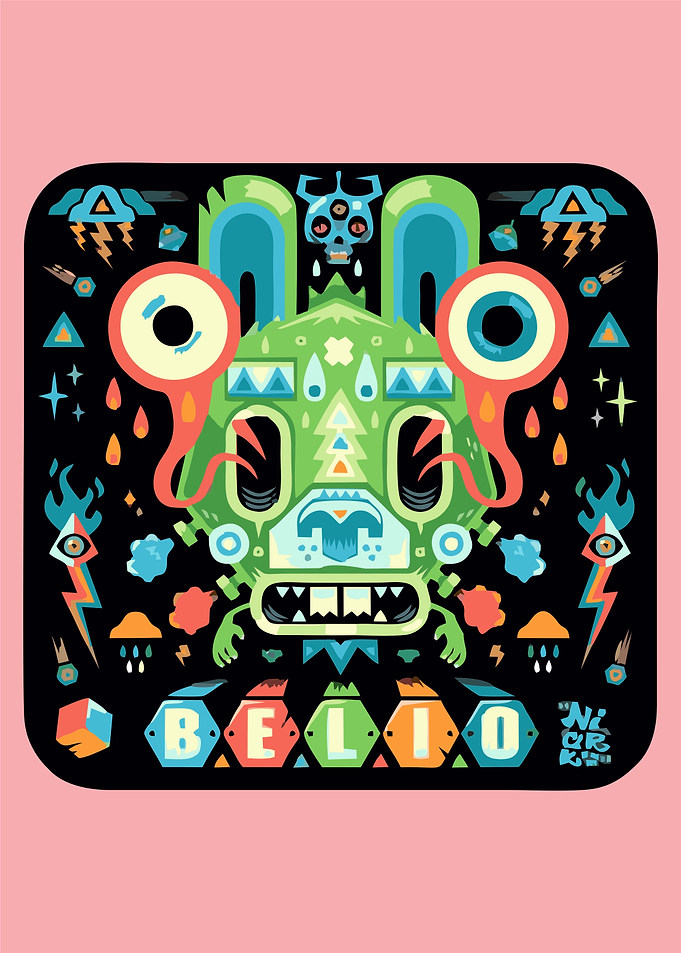 Grotesque Monster with 'BELIO' Text