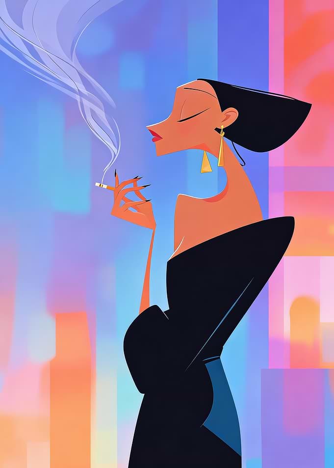 Stylish Woman Smoking in City