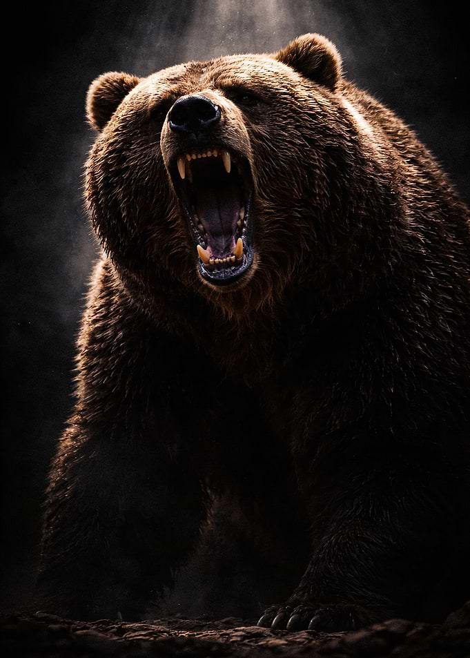 Aggressive Grizzly Bear Roaring