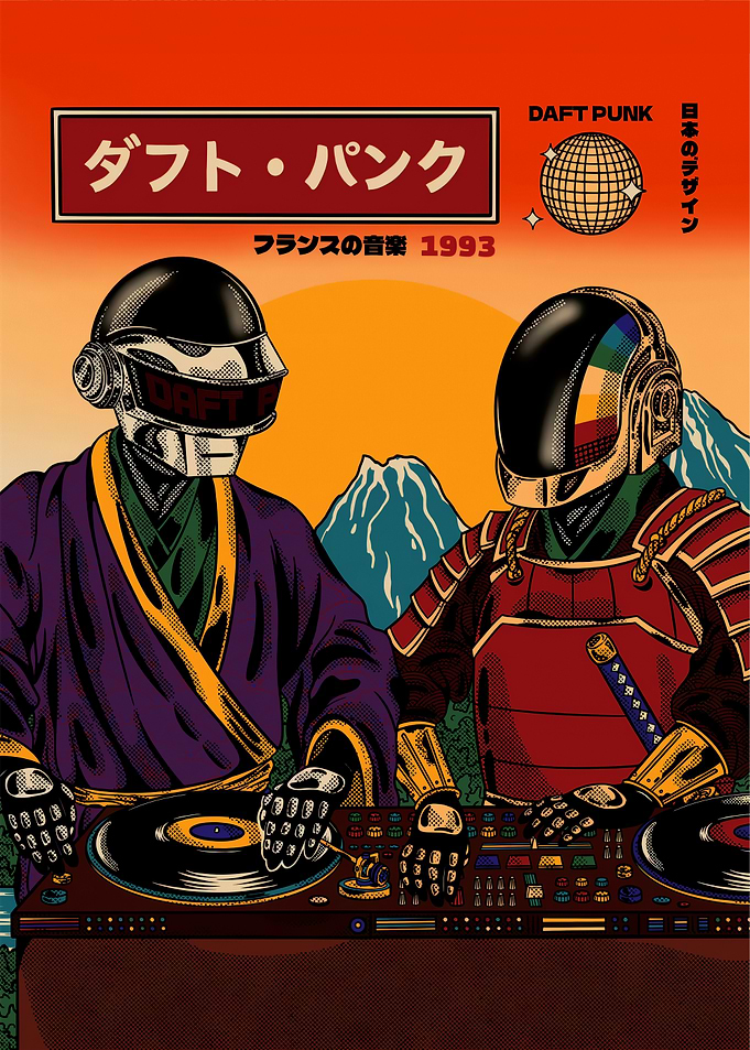 Daft Punk DJs in Japanese Samurai and Monk Attire