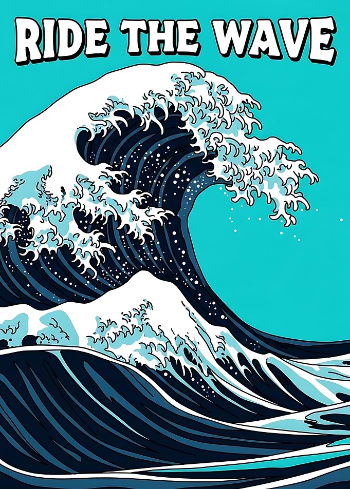 Ride The Wave — Japanese Ukiyo-e Surf Art Poster