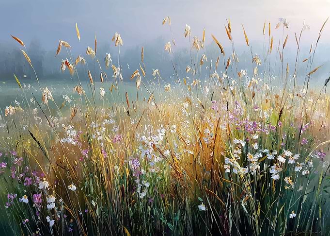 Impressionistic Meadow with Wildflowers