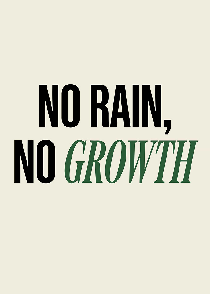 No Rain, No Growth text art