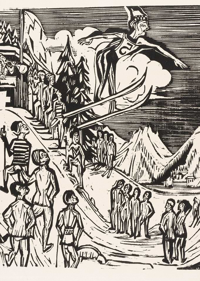 Skiing Competition with Spectators