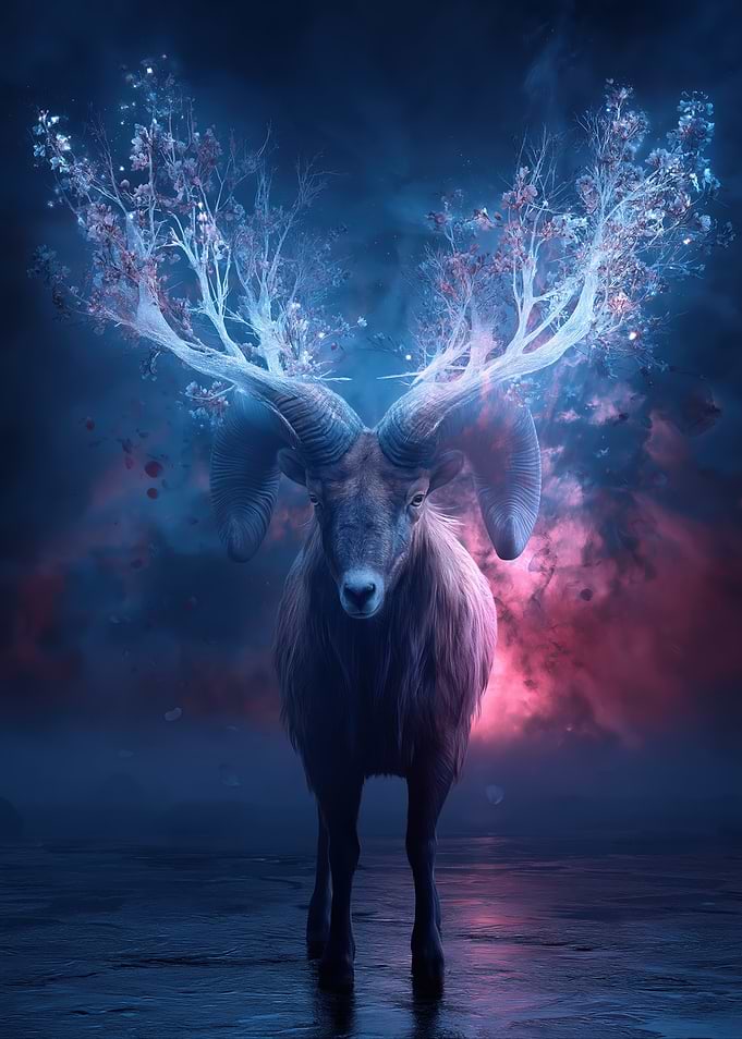 Mystical Ram with Tree Antlers