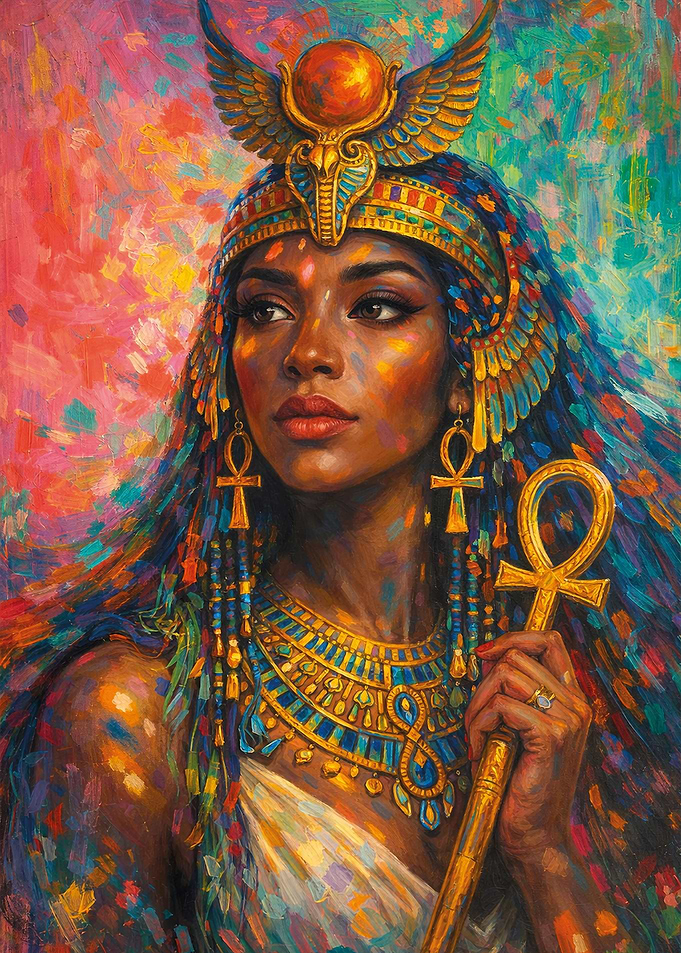 Egyptian Goddess Isis with Ankh Staff