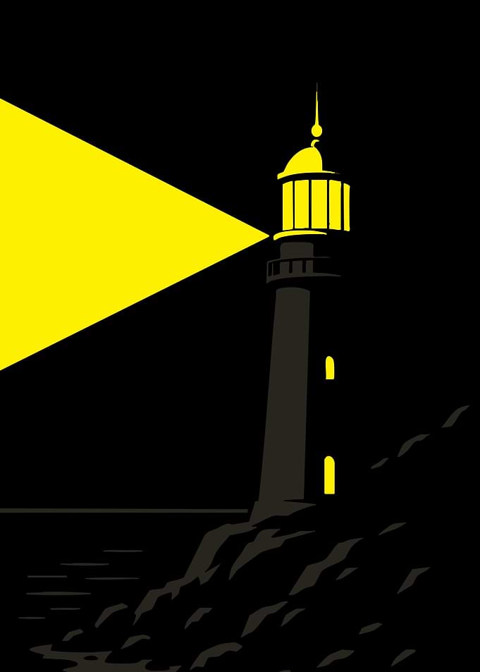 Lighthouse beam at night