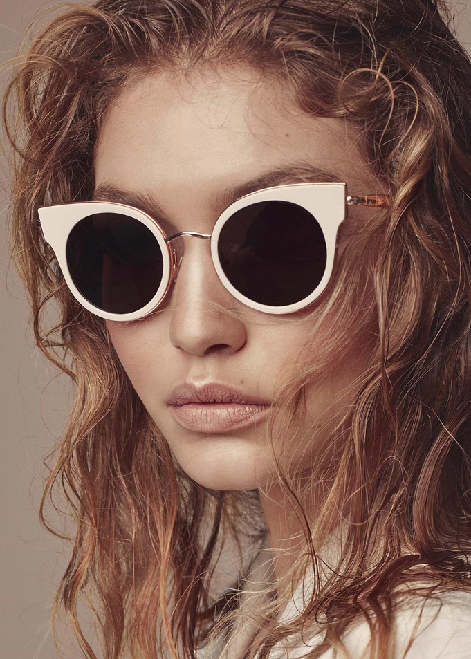 Woman wearing cat-eye sunglasses