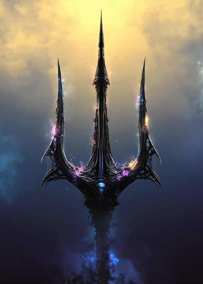 Dark Trident with Glowing Energy