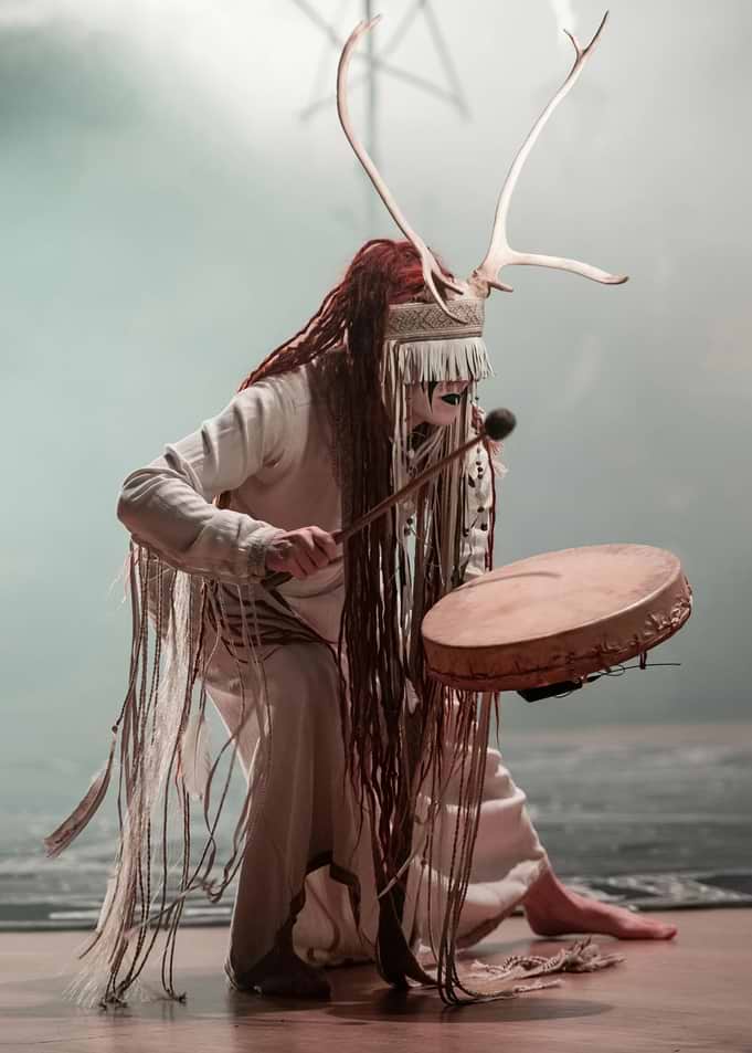 Shamanic Drummer with Antlers