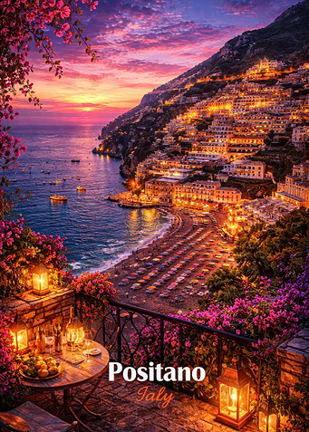 Positano Italy Sunset Balcony View