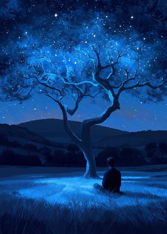 Man Under Starry Tree