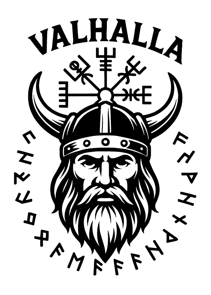 Viking Warrior with Valhalla Symbol