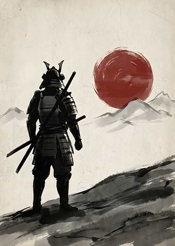Samurai Facing the Rising Sun