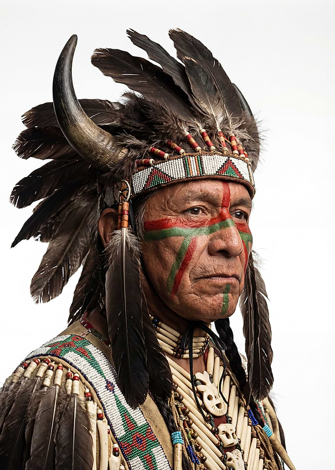 Native American Man in Traditional Headdress