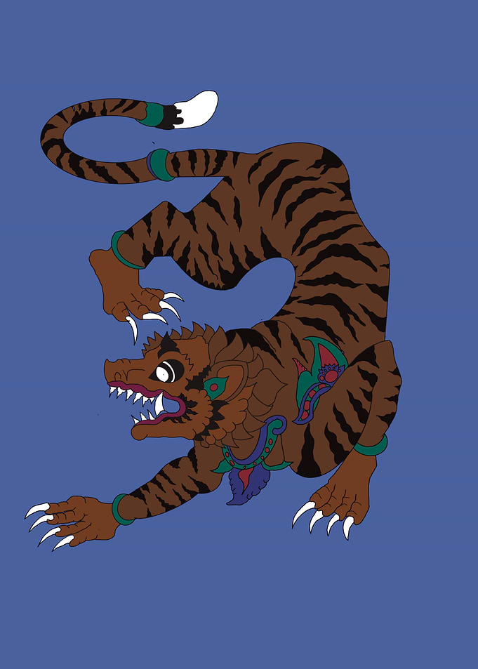 Balinese Stylized Tiger Illustration
