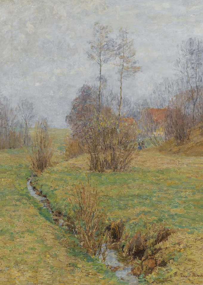 Impressionist Landscape with Stream