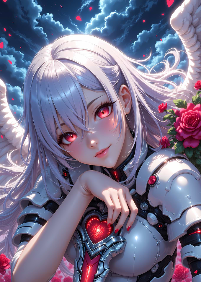 Anime Angel with Roses