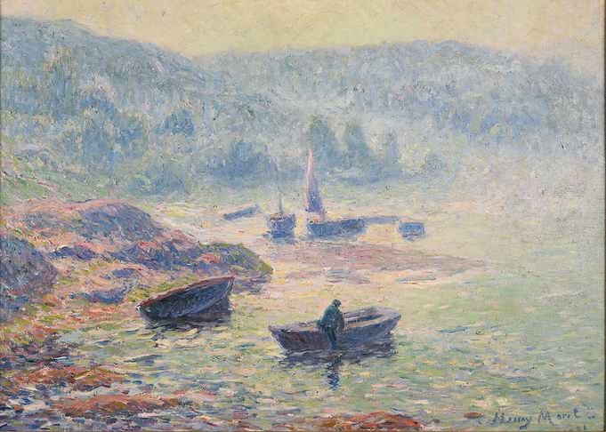 Boats in a Misty Harbor